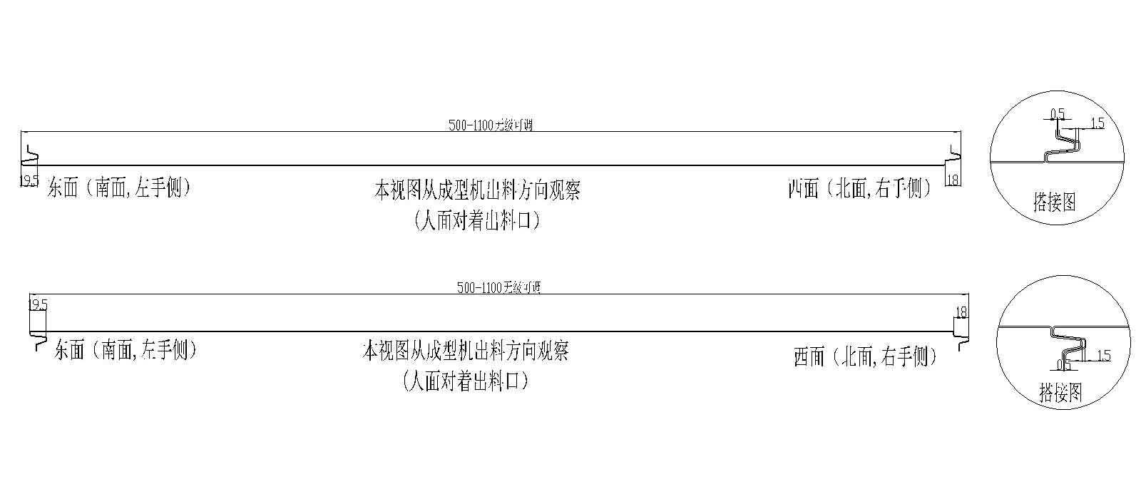 岩棉保温面板底板<br>（有效宽度：500-1100mm无级可调）